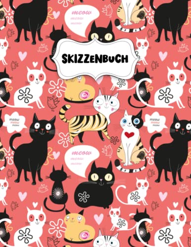 Skizzenbuch: Pretty Cats Freunde Zeichenblock A4 für Kinder: Blanko Zeichenmappe A4 Zeichen Block